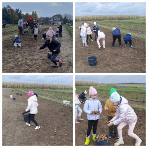 Dzieci biorą udział w wycieczce "Ranczo Artemidy w Nowej Górze ".