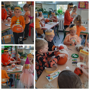 Dzieci uczestniczą w zabawach z okazji Dnia Dyni.