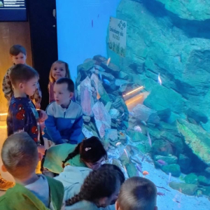 Dzieci zwiedzają Egzotarium w Sosnowcu.