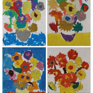 Dzieci z grupy Biedronki  zrealizowały kolejne zadanie z projektu edukacyjnego Zabawa Sztuką, którym jest malowanie plasteliną.