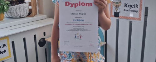 II miejsce w Ogólnopolskim Konkursie Plastycznym "Jak spędzam czas z mamą, jak spędzam czas z tatą". (VI 2026)
